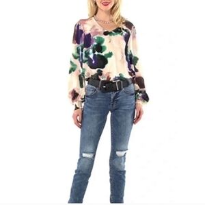 CAbi 4341 Mystic Blouse Aurora Floral Watercolor Size M
